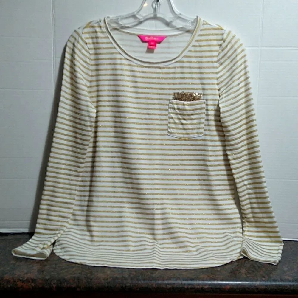 Lilly Pulitzer Gold Thread and gold sequined embellished top...NWOT